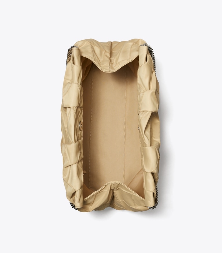 Tory Burch designer hobo bags Fleming Nylon Hobo Bag in Praline overhead