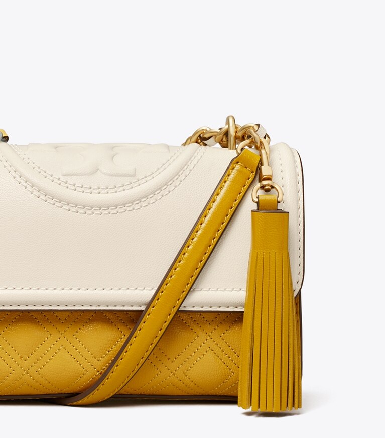 Tory Burch designer shoulder bags Fleming Parrot Small Convertible Shoulder Bag in NEW IVORY / Golden Sunset angle