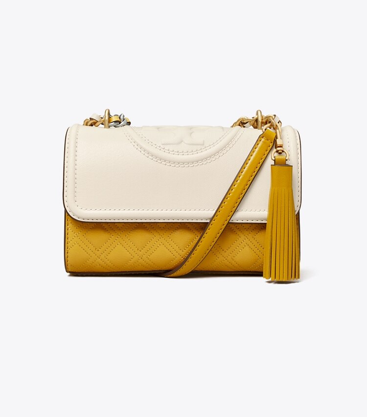 Tory Burch designer shoulder bags Fleming Parrot Small Convertible Shoulder Bag in NEW IVORY / Golden Sunset front