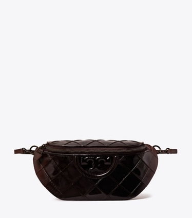 Tory Burch designer belt bags Fleming Patent Belt Bag in Deep Burgundy front