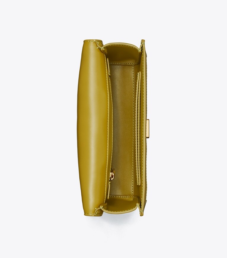 Tory Burch designer shoulder bags Fleming Patent Pintuck Small Convertible Shoulder Bag in ISLAND PALM angle