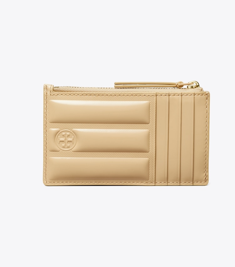 Tory Burch designer card cases Fleming Patent Square Quilt Zip Card Case in Vanilla Soft Serve back