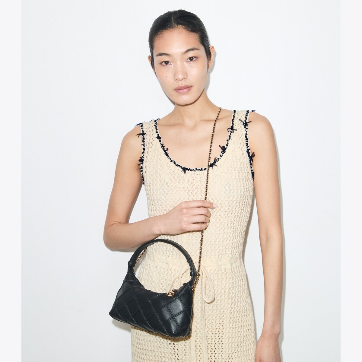 福*ん様 Tory Burch フレミング ツイード バケットバッグ 新品 fleming-pochette-additional-on