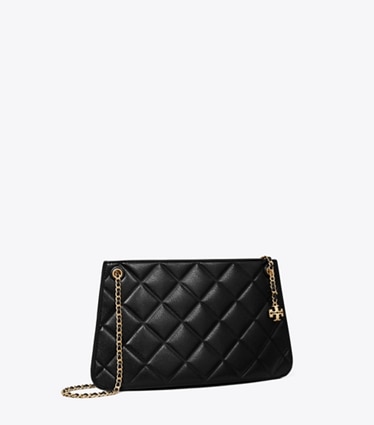 Tory Burch designer shoulder bags Fleming Pochette in Black angle