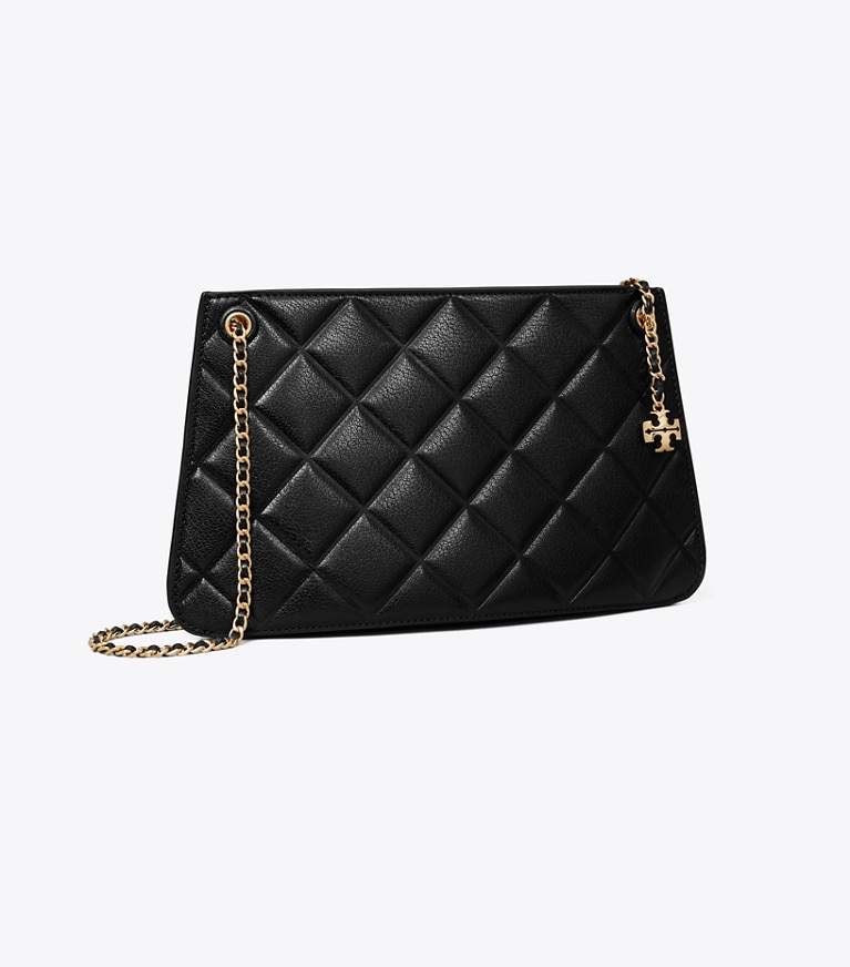 Tory Burch designer shoulder bags Fleming Pochette in Black angle