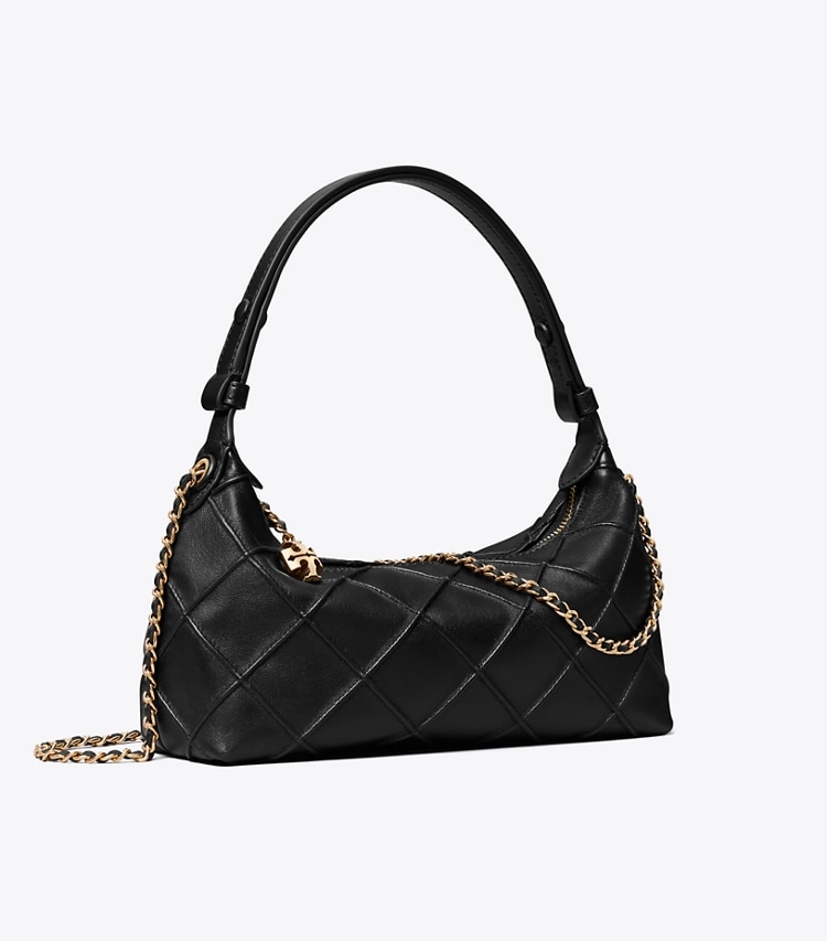 Tory Burch designer crossbody bags Fleming Pochette in Black angle