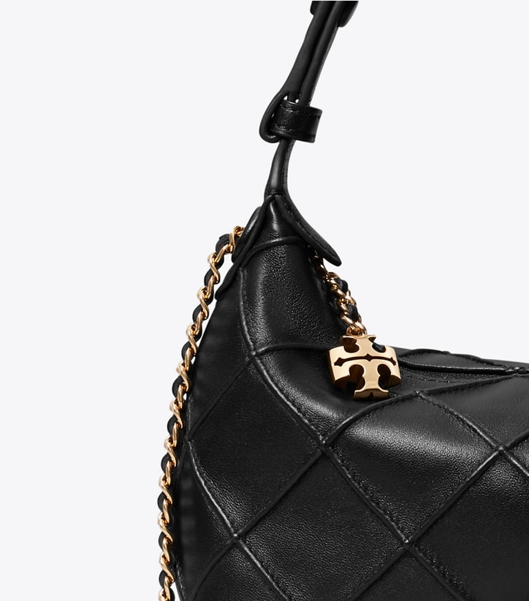 Tory Burch designer crossbody bags Fleming Pochette in Black detail