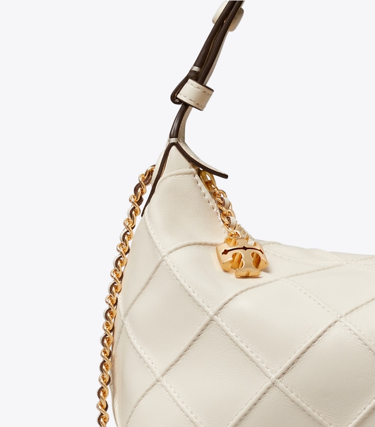 Tory Burch designer crossbody bags Fleming Pochette in Light Cream detail