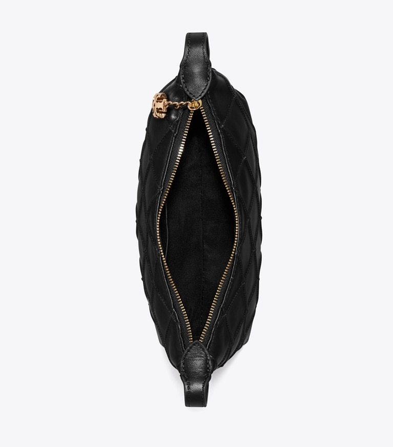 Tory Burch designer crossbody bags Fleming Pochette in Black overhead
