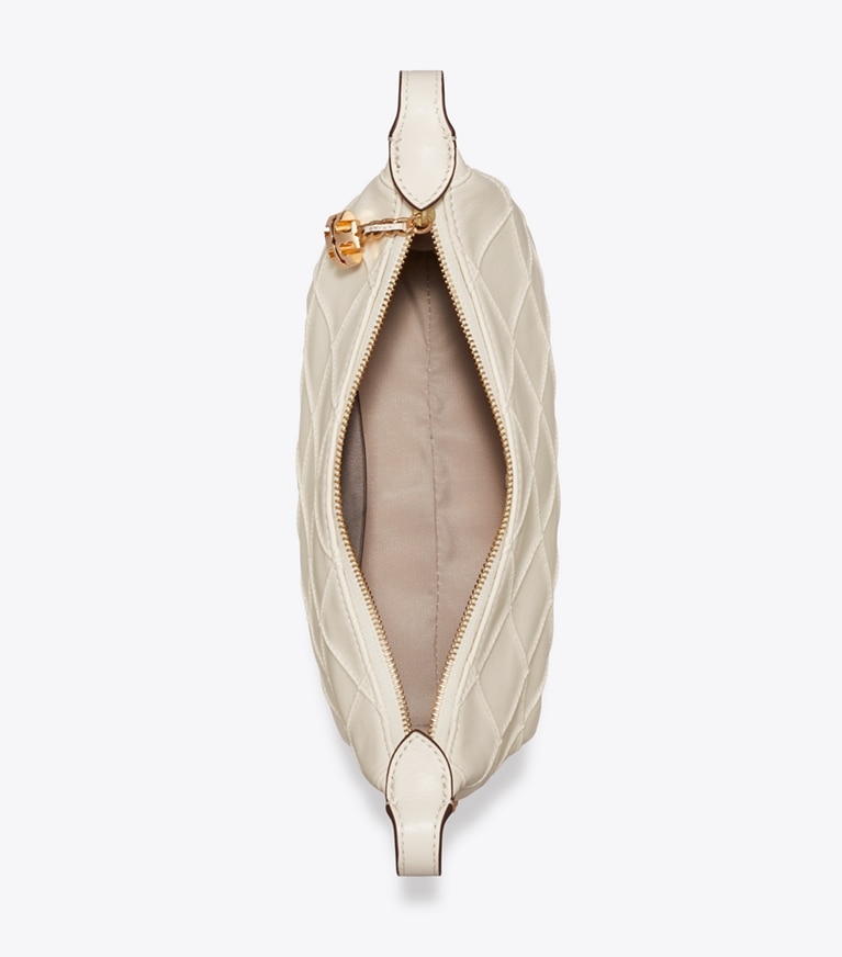 Tory Burch designer crossbody bags Fleming Pochette in Light Cream von oben