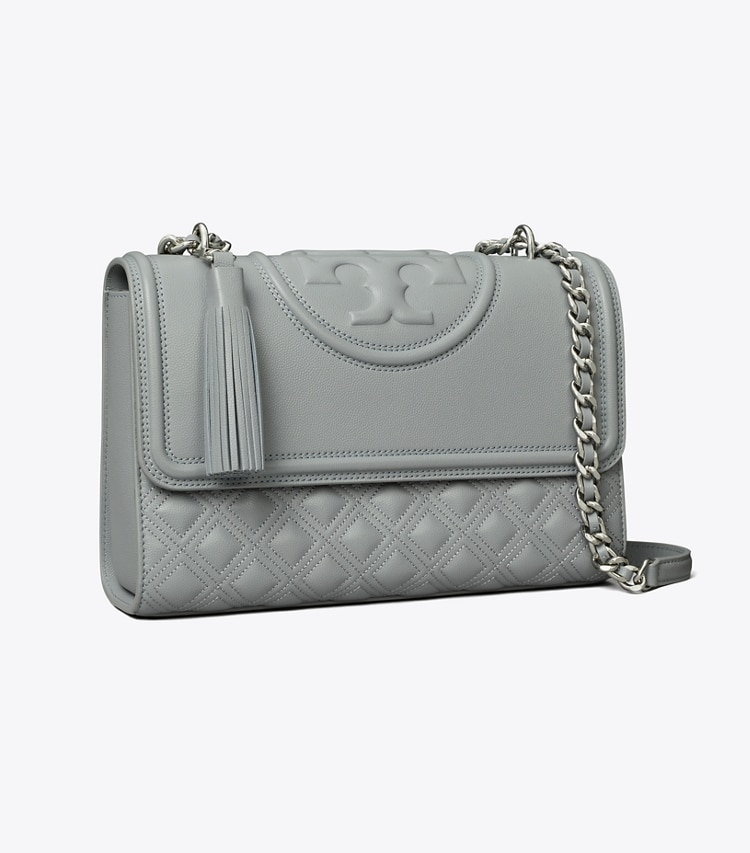 Tory Burch designer sacs porté épaule Fleming Polished-Grain Convertible Shoulder Bag in Blue Jade angle