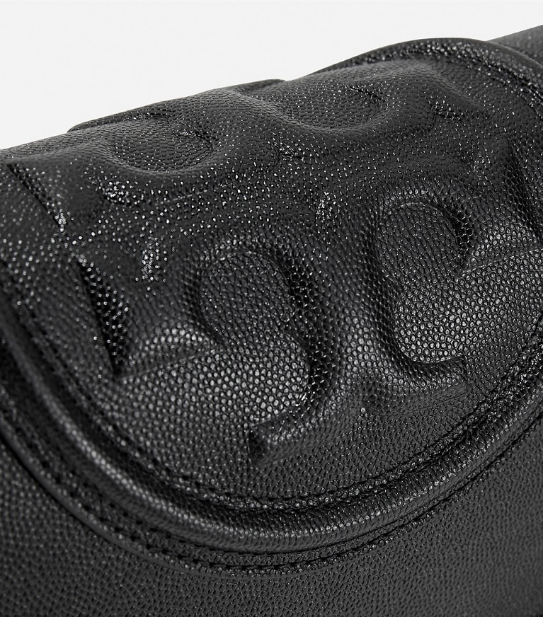 Tory Burch designer shoulder bags Fleming Polished-Grain Convertible Shoulder Bag in Black/Black angle