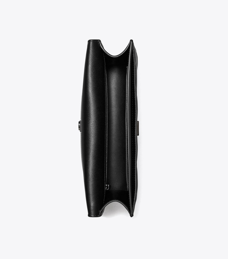 Tory Burch designer shoulder bags Fleming Polished-Grain Convertible Shoulder Bag in Black/Black angle