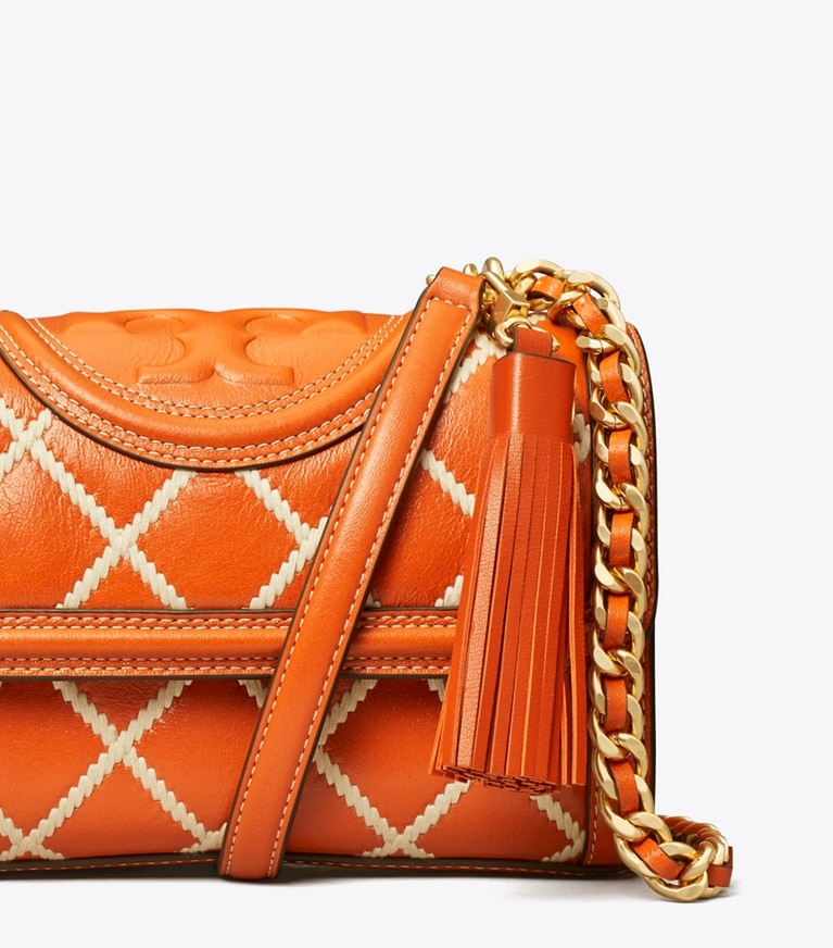 Tory Burch designer shoulder bags Fleming Pop Quilt Small Convertible Shoulder Bag in SPRING SPICE angle