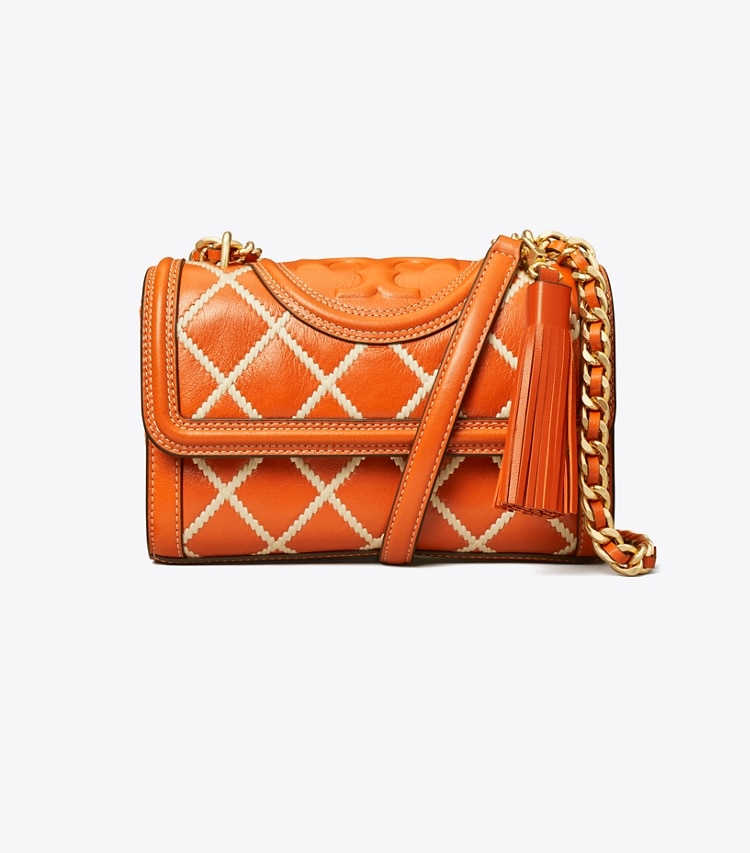 Tory Burch designer shoulder bags Fleming Pop Quilt Small Convertible Shoulder Bag in SPRING SPICE front