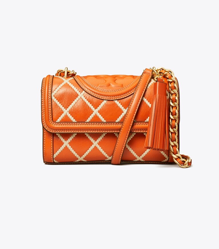 Tory Burch designer shoulder bags Fleming Pop Quilt Small Convertible Shoulder Bag in SPRING SPICE angle