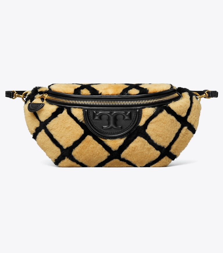 Tory Burch designer belt bags Fleming Shearling Convertible Belt Bag in Toffee angle