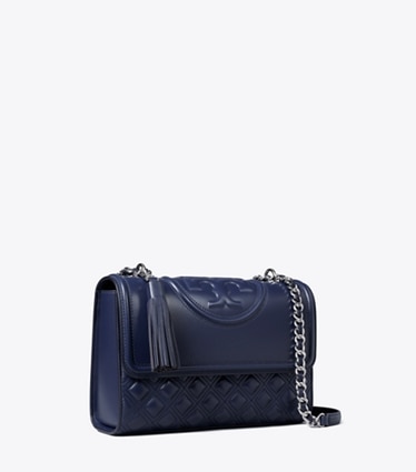 Tory Burch designer shoulder bags Fleming Shoulder Bag in Royal Navy angle