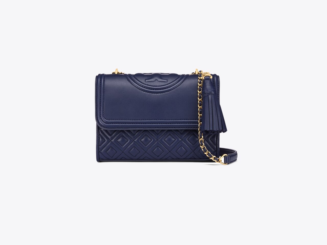 Tory Burch Fleming Navy Blue Leather Convertible Shoulder Bag
