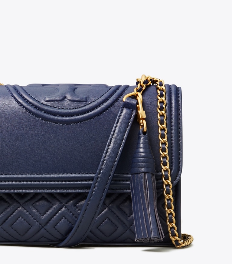 Tory Burch designer shoulder bags Fleming Small Convertible Shoulder Bag in Royal Navy angle