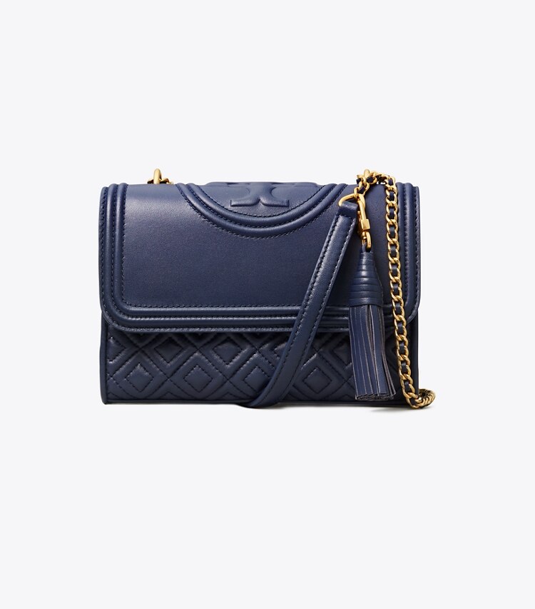 Tory Burch designer shoulder bags Fleming Small Convertible Shoulder Bag in Royal Navy front