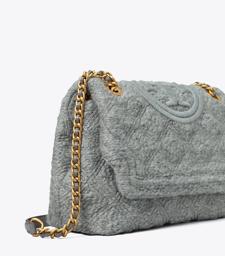 Tory Burch designer shoulder bags Fleming Soft Bouclé Convertible Shoulder Bag in Carbon angle