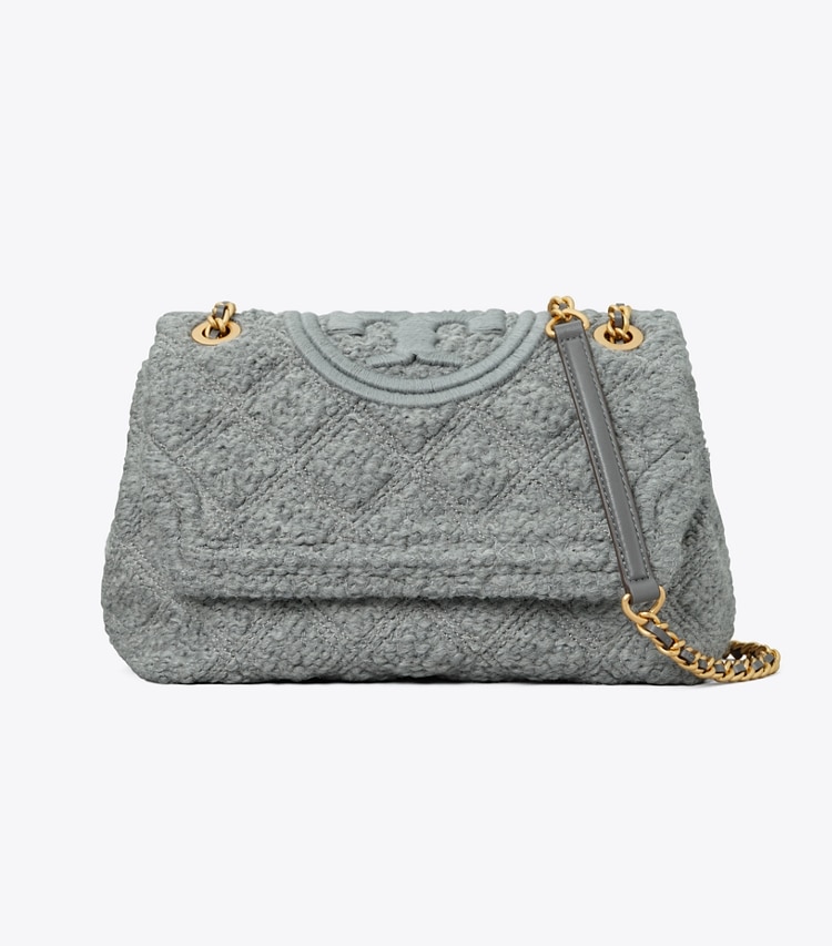 Tory Burch designer shoulder bags Fleming Soft Bouclé Convertible Shoulder Bag in Carbon front