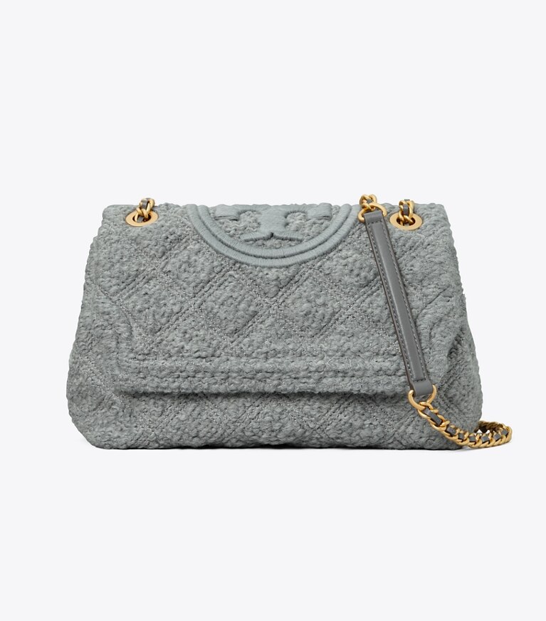 Tory Burch designer shoulder bags Fleming Soft Bouclé Convertible Shoulder Bag in Carbon angle