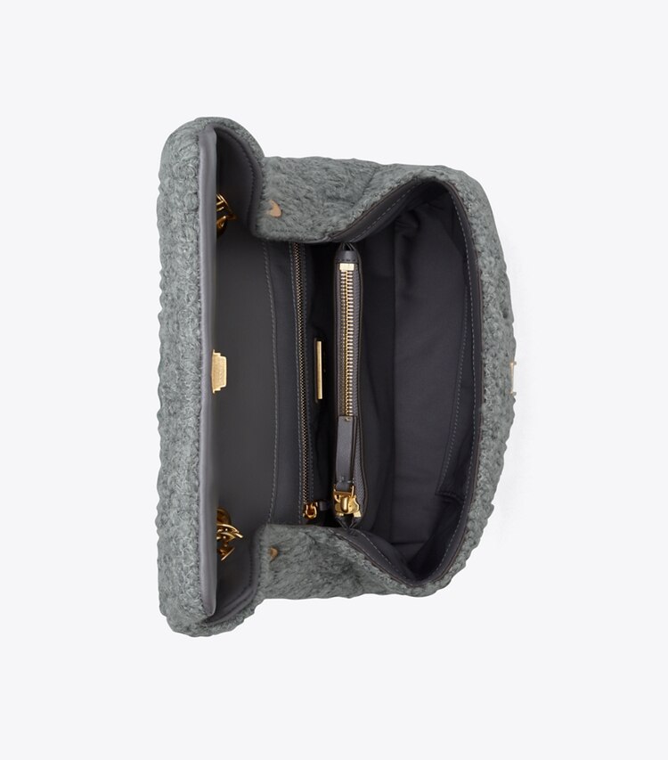 Tory Burch designer shoulder bags Fleming Soft Bouclé Convertible Shoulder Bag in Carbon overhead
