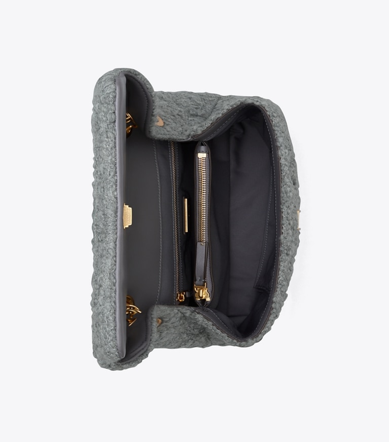 Tory Burch designer shoulder bags Fleming Soft Bouclé Convertible Shoulder Bag in Carbon angle