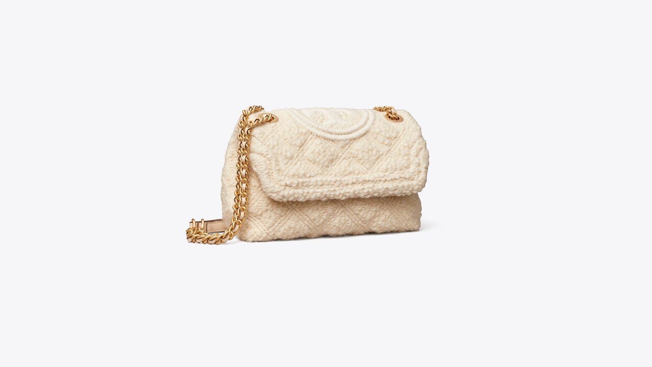 NEW Tory Burch New Cream Soft Fleming BOUCLE Small Convertible