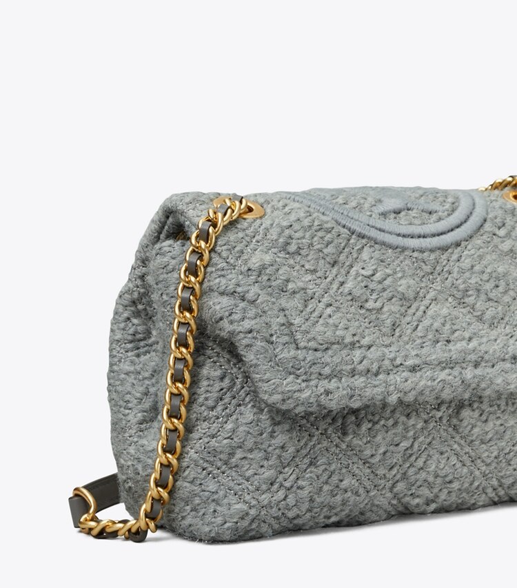 Tory Burch designer shoulder bags Fleming Soft Bouclé Small Convertible Shoulder Bag in Carbon detail