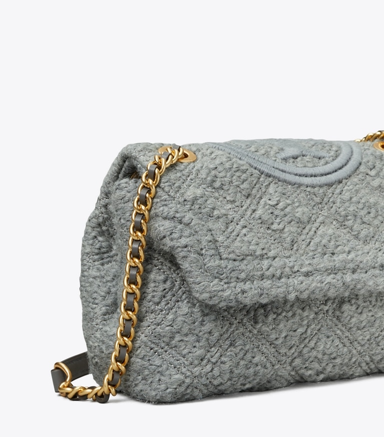 Tory Burch designer shoulder bags Fleming Soft Bouclé Small Convertible Shoulder Bag in Carbon angle
