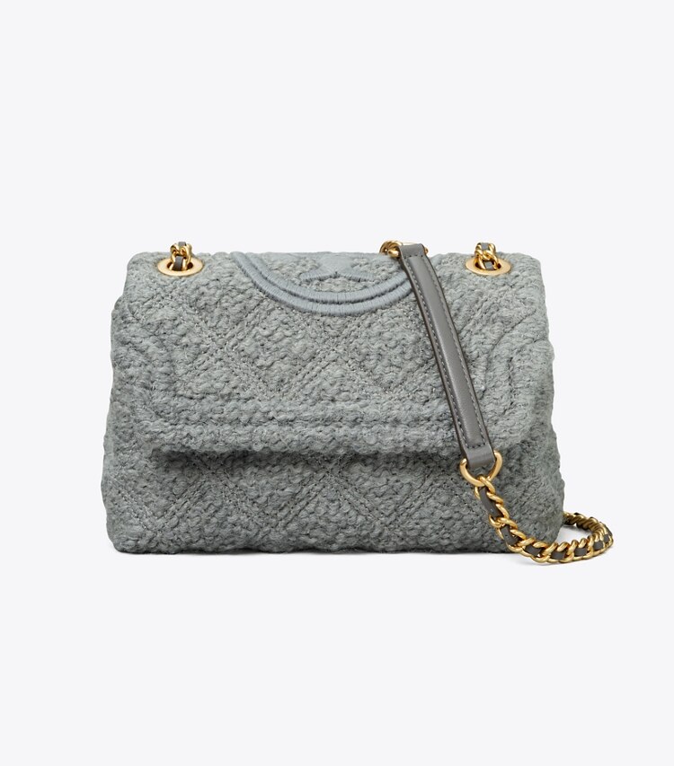 Tory Burch designer shoulder bags Fleming Soft Bouclé Small Convertible Shoulder Bag in Carbon front