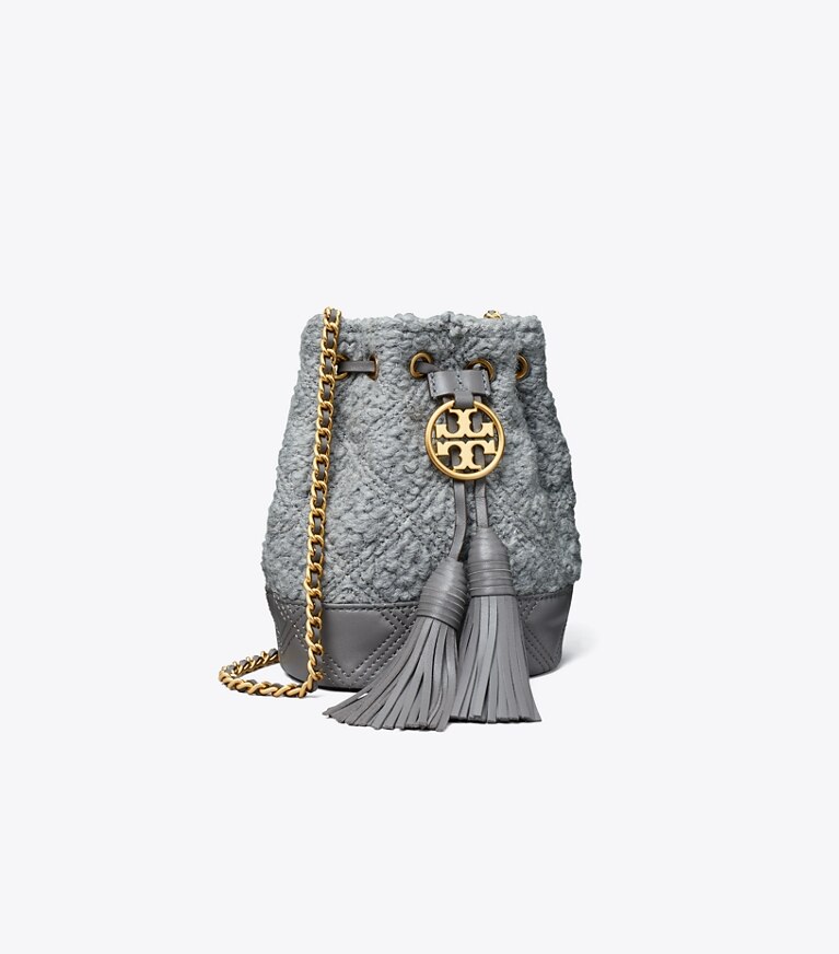 Fleming Soft Bouclé Mini Bucket Bag in gray, size OS