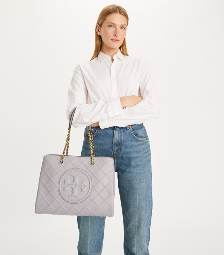 Tory Burch Women's Small Fleming Leather Convertible Shoulder Bag - Bay Gray