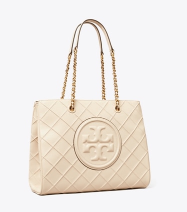 Tory Burch designer tote bags Fleming Soft Chain Tote in New Cream angle