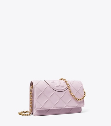 Tory Burch designer mini bags Fleming Soft Crossbody in Pale Purple angle