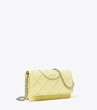 Tory Burch designer mini bags Fleming Soft Crossbody in Lemon Zest angle