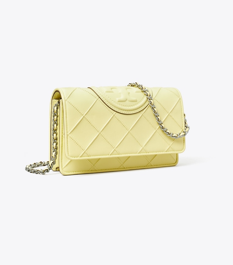Tory Burch designer mini bags Fleming Soft Crossbody in Lemon Zest angle
