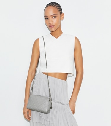 ショルダーバッグ・ポシェット TORY BURCH Woman Shoulder bag Grey 163388 251 Tory Burch Small Shoulder Bag, Chain Crossbody (Black