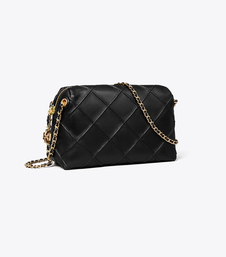 Tory Burch designer crossbody bags Fleming Soft Crossbody Bag in Black angle