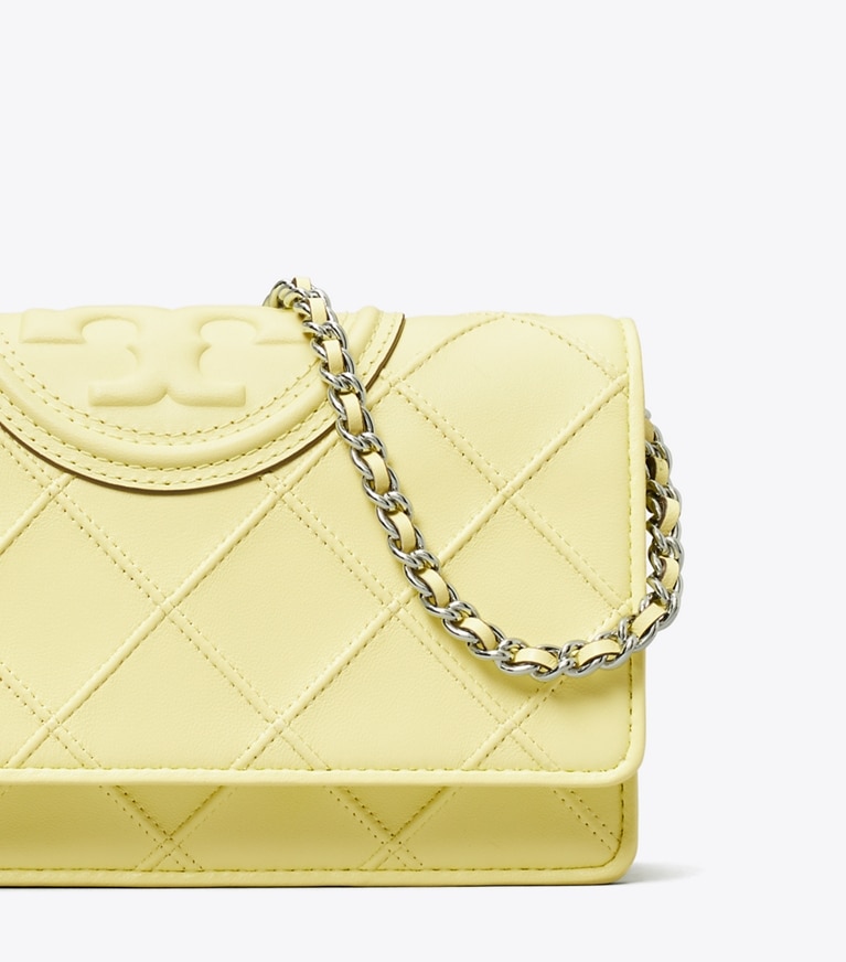 Tory Burch designer mini bags Fleming Soft Crossbody in Lemon Zest angle