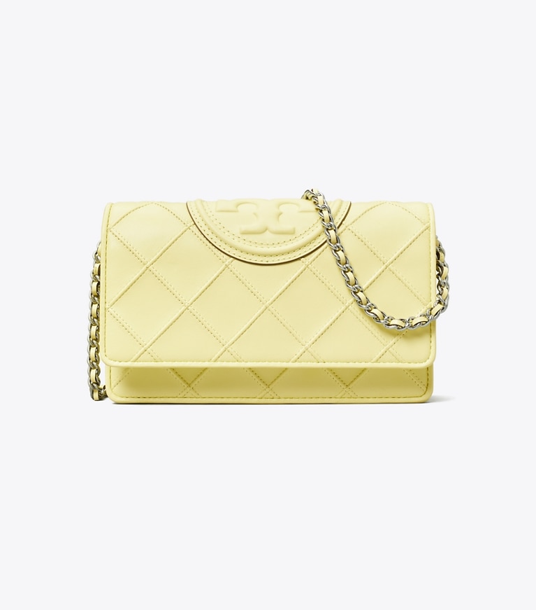 Tory Burch designer mini bags Fleming Soft Crossbody in Lemon Zest angle