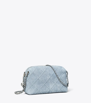 Tory Burch designer クロスボディバッグ フレミング ソフト デニムプリント スエード クロスボディバッグ in Denim angle