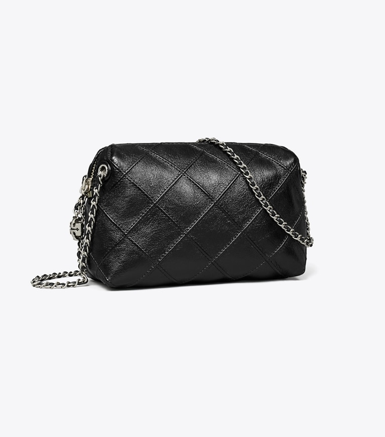 Tory Burch designer sacs à bandoulière Fleming Soft Distressed Crossbody Bag in Black angle