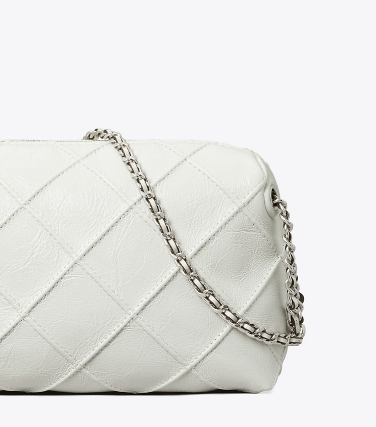 Tory Burch designer クロスボディバッグ フレミング ソフト ディストレスト クロスボディバッグ in Blanc angle
