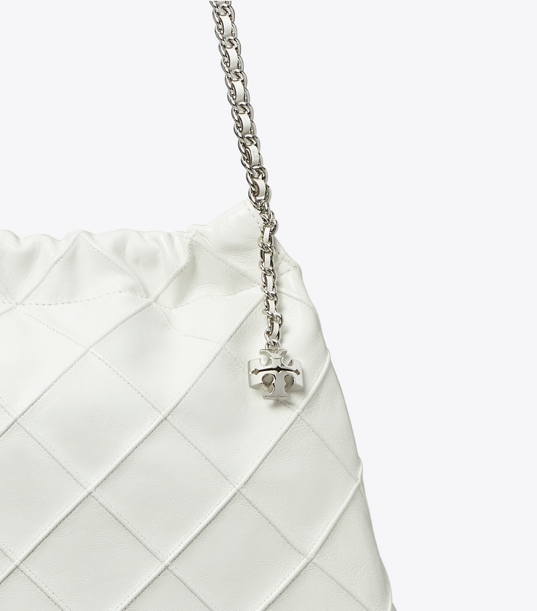 Tory Burch designer hobo bags Fleming Soft Distressed Hobo Bag in Blanc angle
