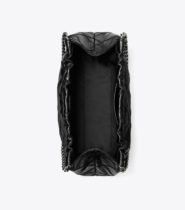 Tory Burch designer hobo bags Fleming Soft Distressed Hobo Bag in Black angle
