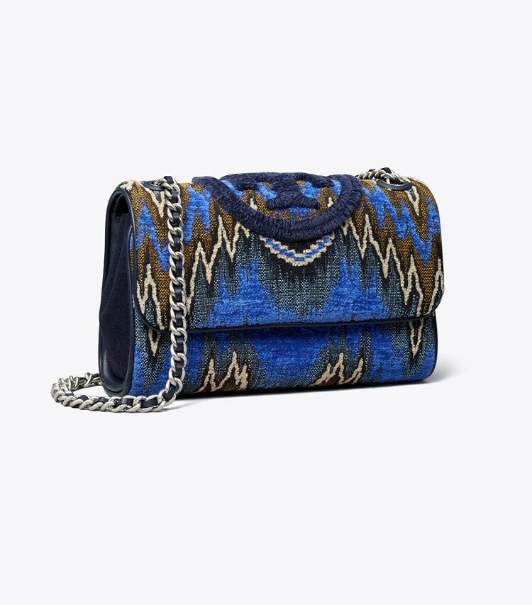Tory Burch designer shoulder bags Fleming Soft Flame Stitch Small Convertible Shoulder Bag in Blue Dahlia Multi angle